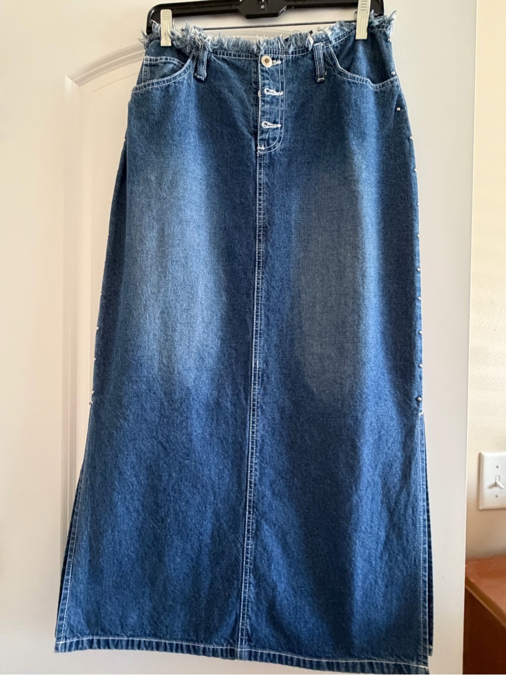 Classic Denim Maxi Skirt - Dark Blue